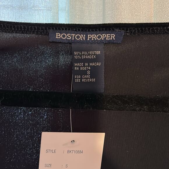 Boston Proper Black Velvet Mesh Bell Sleeve Top – Whimsigoth Vibes (Size S) - Picture 2 of 5